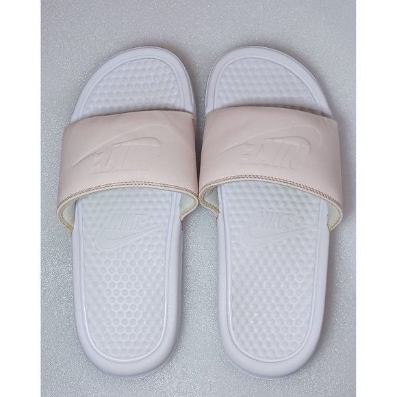 Women's Nike Light Pink & White Swoosh Benassi Soft Midsole Slides Sandals Sz 6 - Picture 6 of 12